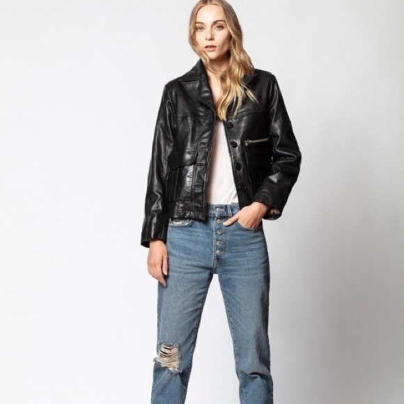 NWT $948 Zadig & Voltaire Lila Cuir Leather jacket Coat - Picture 1 of 6